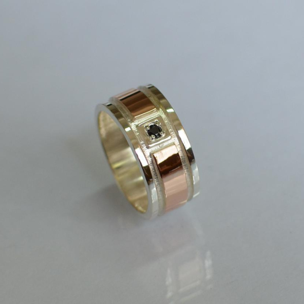 Обручка із срібла з золотом