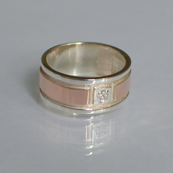 Обручка із срібла з золотом