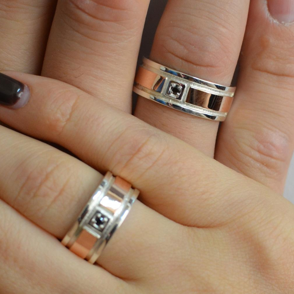 Обручка із срібла з золотом