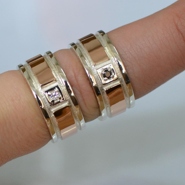 Обручка із срібла з золотом