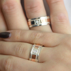 Обручка із срібла з золотом