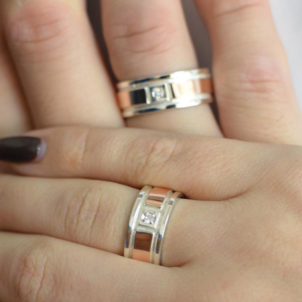 Обручка із срібла з золотом