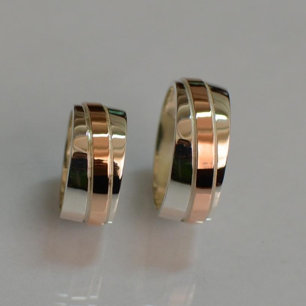 Обручка із срібла з золотом