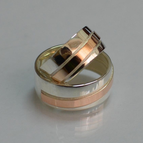 Обручка із срібла з золотом