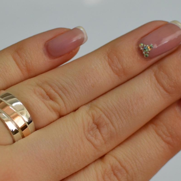 Обручка із срібла з золотом