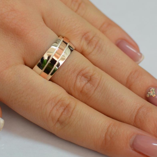 Обручка із срібла з золотом