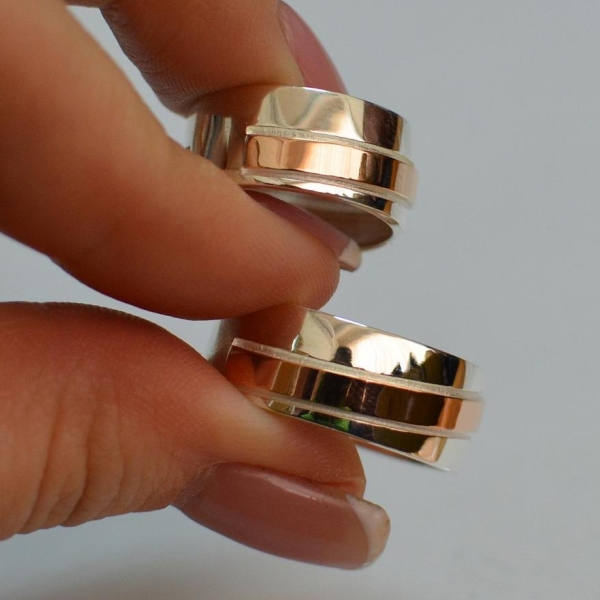 Обручка із срібла з золотом