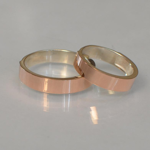 Срібна обручка з золотими напайками