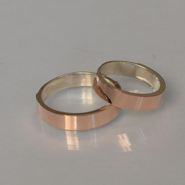 Срібна обручка з золотими напайками