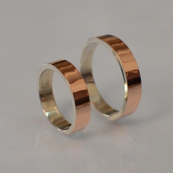 Срібна обручка з золотими напайками