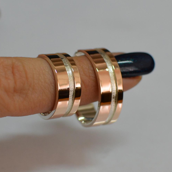 Срібна обручка з золотом