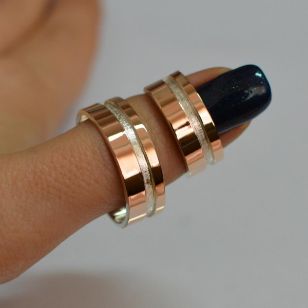 Срібна обручка з золотом