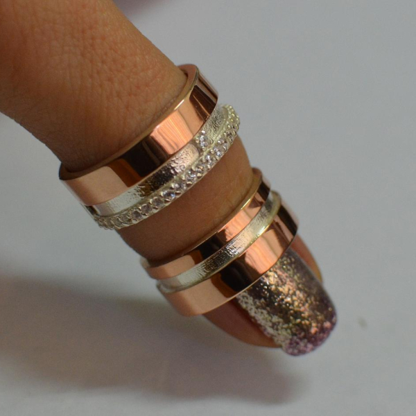 Пара срібних обручок з золотом