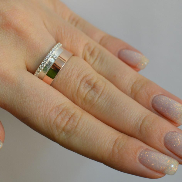 Обручка срібло з золотом