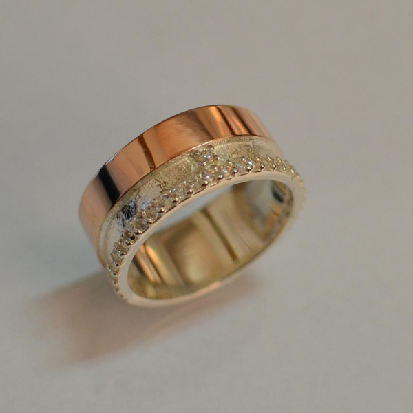 Обручка срібло з золотом