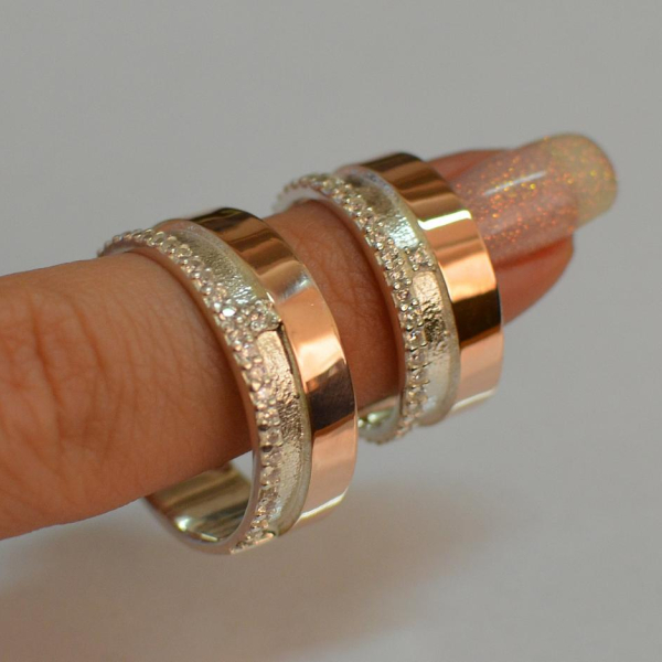 Обручка срібло з золотом