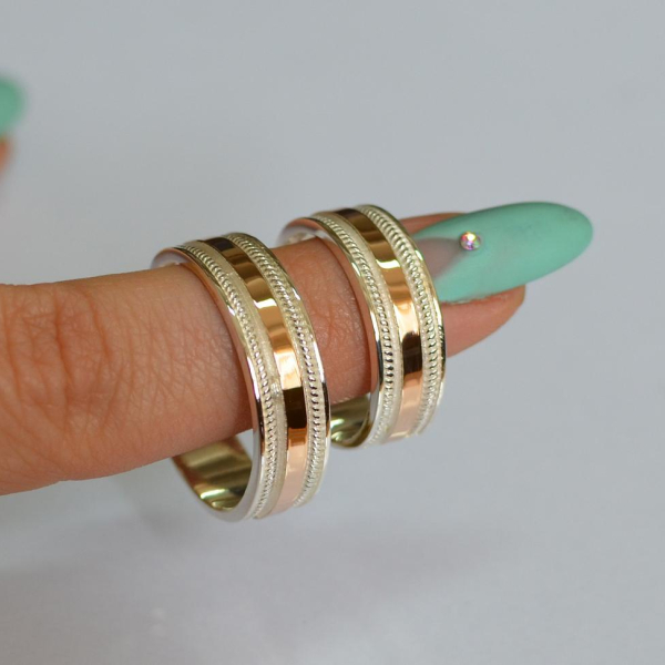 Обручка із срібла з золотом