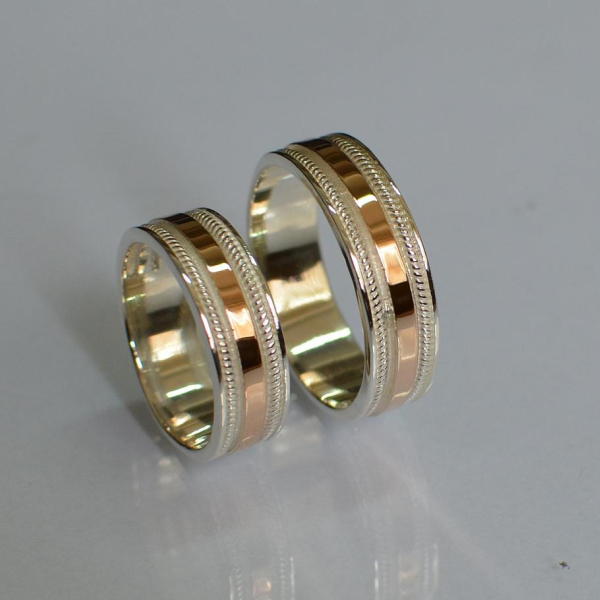 Обручка із срібла з золотом