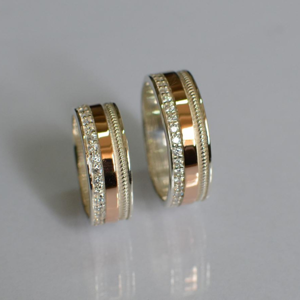 Обручка із срібла з золотом