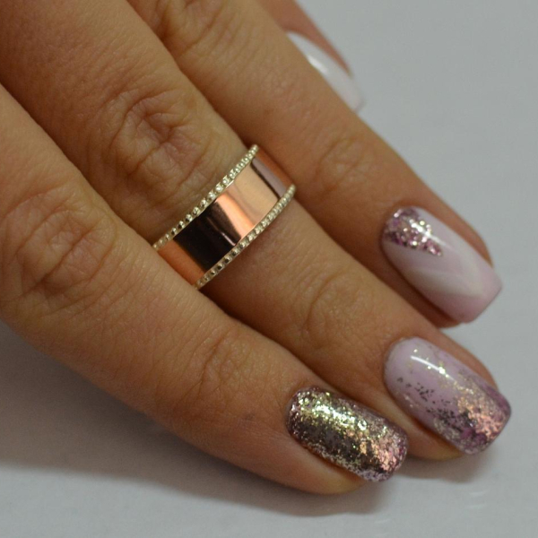 Обручка срібна з золотом