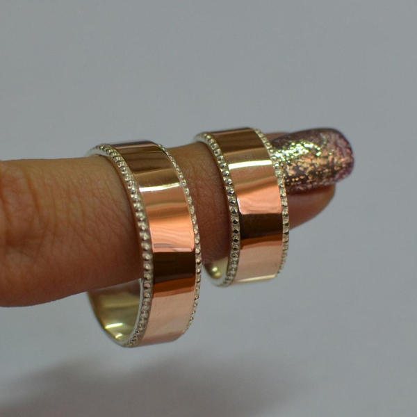 Обручка срібна з золотом