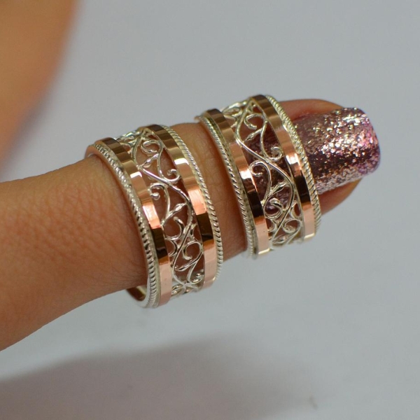 Обручка із срібла з золотом