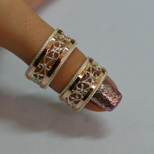 Обручка із срібла з золотом