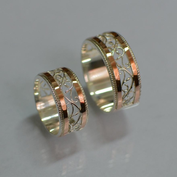 Обручка із срібла з золотом