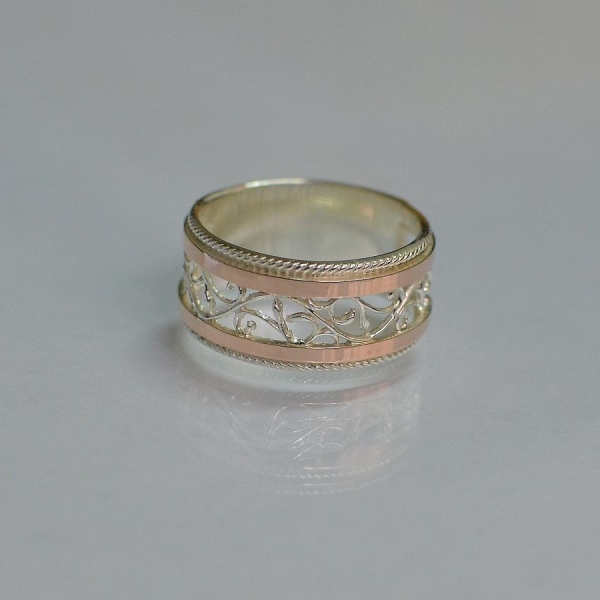 Обручка із срібла з золотом
