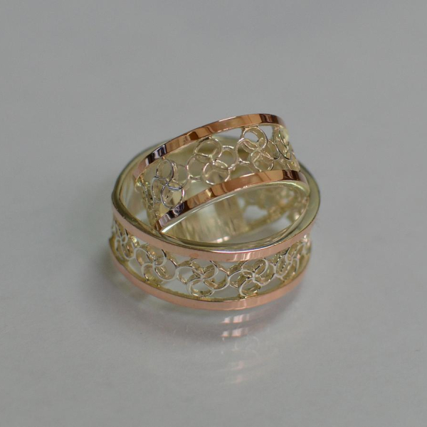 Обручка із срібла з золотом