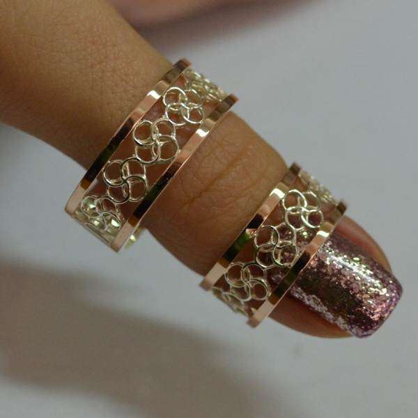 Обручка із срібла з золотом