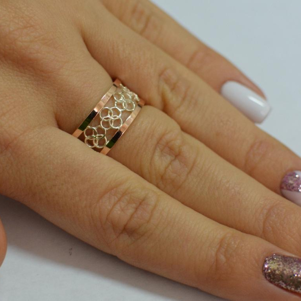 Обручка із срібла з золотом