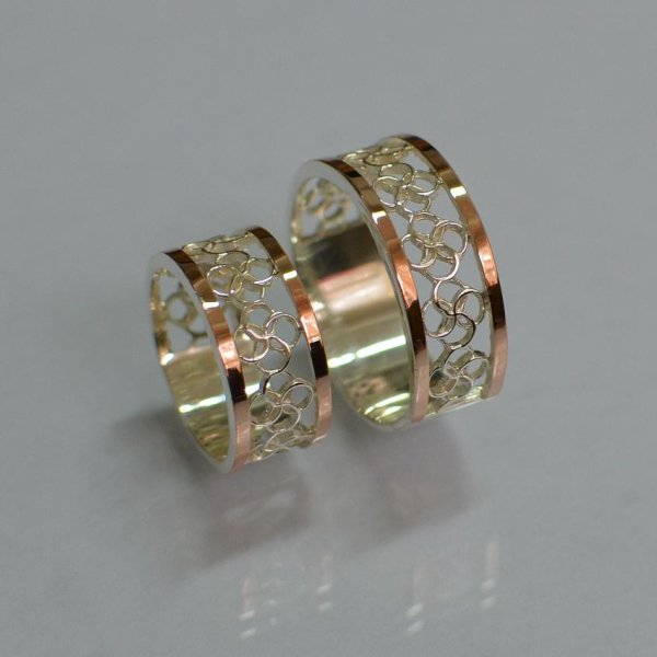 Обручка із срібла з золотом