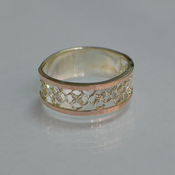 Обручка із срібла з золотом