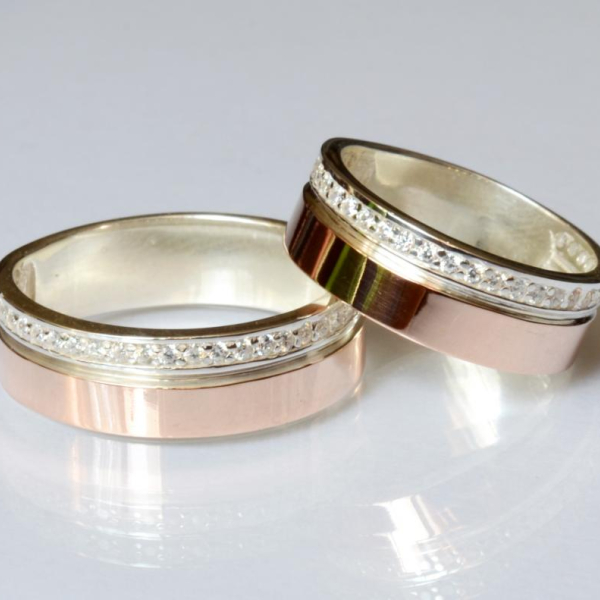 Обручка срібло з золотом