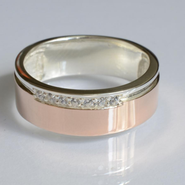 Обручка срібло з золотом