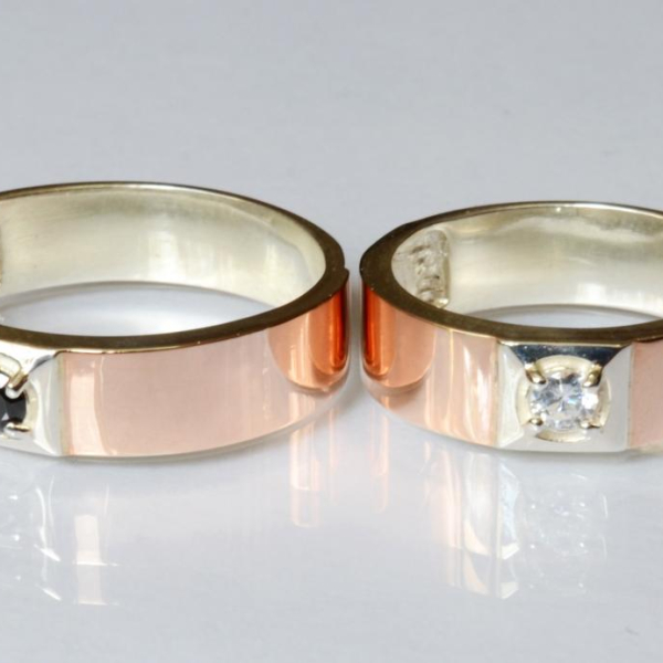 Обручка срібло з золотом