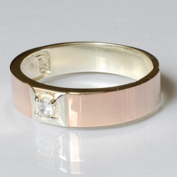 Обручка срібло з золотом