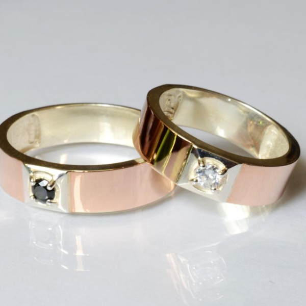 Обручка срібло з золотом