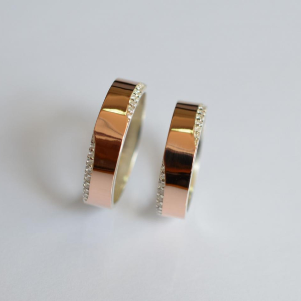 Обручка срібло з золотом