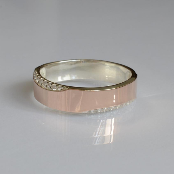 Обручка срібло з золотом