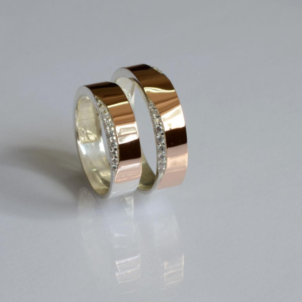 Обручка срібло з золотом