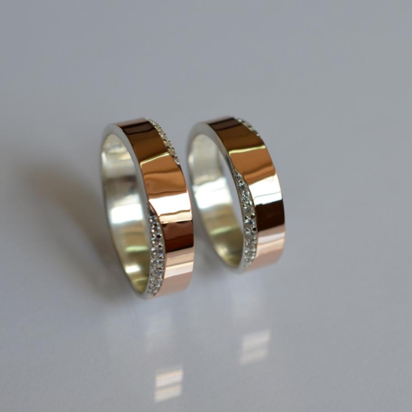 Обручка срібло з золотом