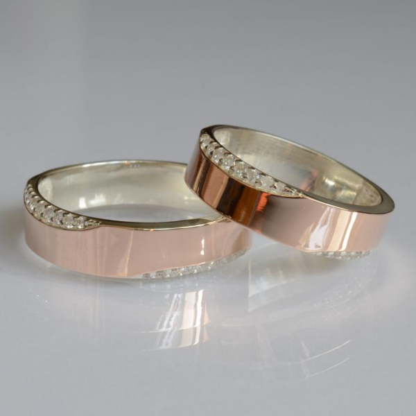 Обручка срібло з золотом