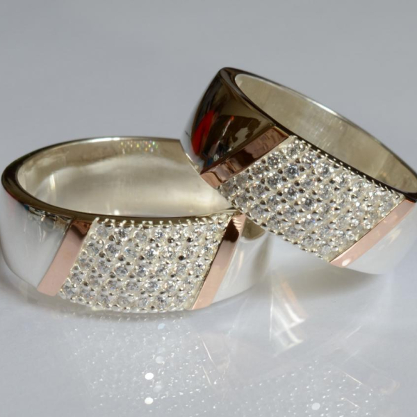 Обручка срібло з золотом