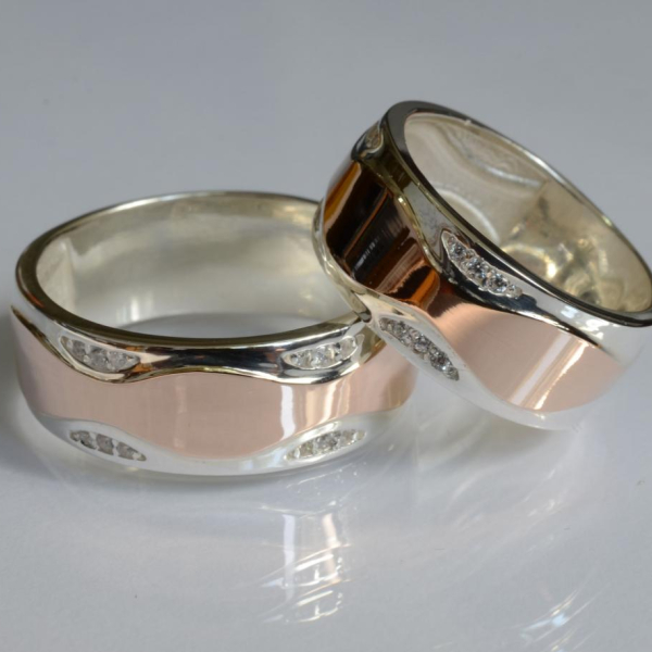 Обручка срібло з золотом