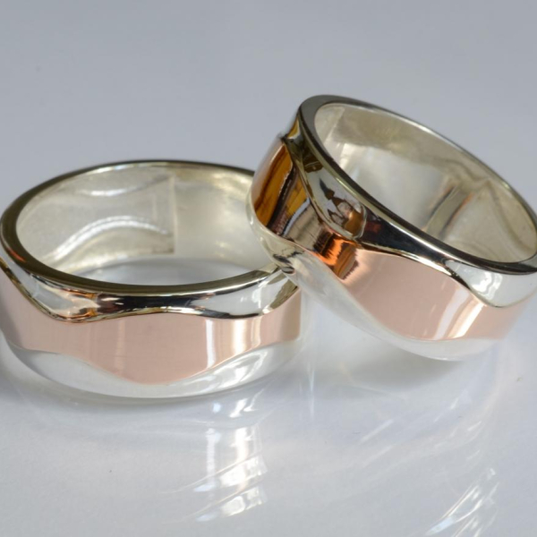 Обручка срібло з золотом