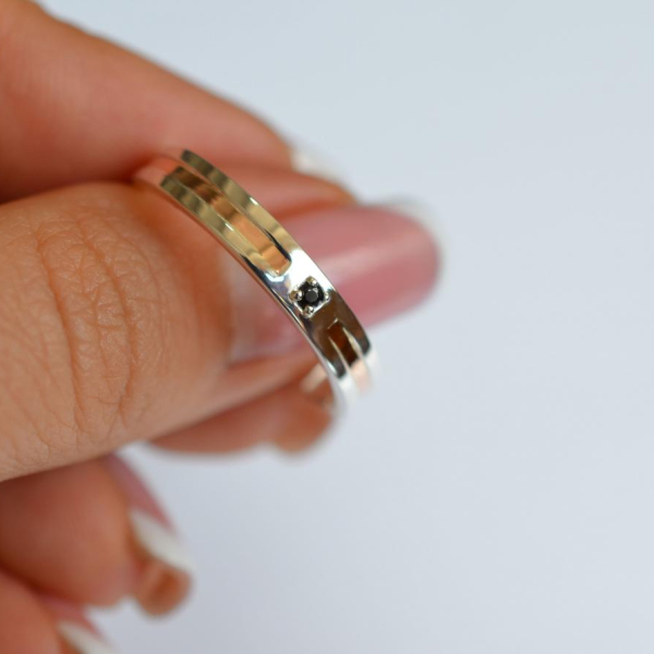 Обручка срібло з золотом