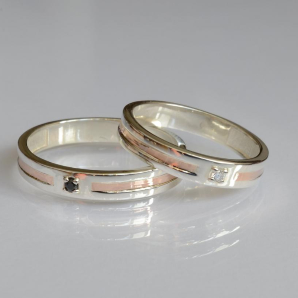 Обручка срібло з золотом