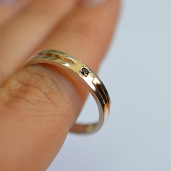Обручка срібло з золотом